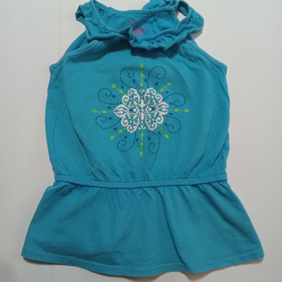 Vintage 90s Healthtex Blue Floral Dress Girls Sz 5 Retro Cottagecore Boho - Picture 8 of 8